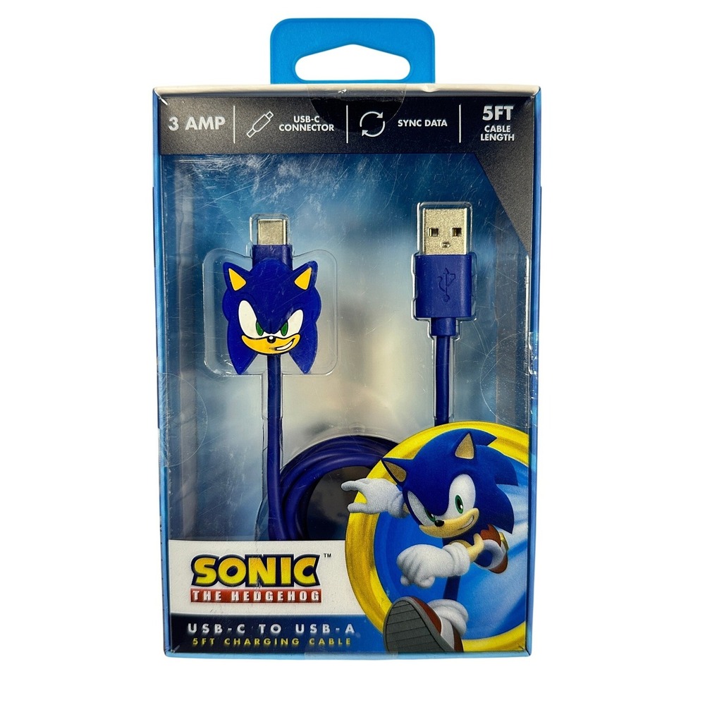 Sonic the Hedgehog USB-C to USB-A Charging Cable 5ft 3A‎ SEGA NWT